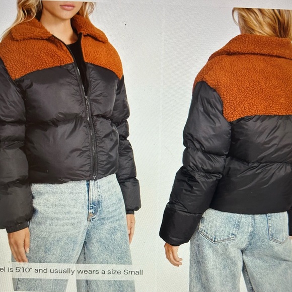 Steve Madden faux shearling mixed Puffer Jacket small - Picture 1 of 3